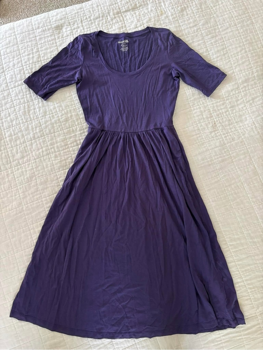 Wool& sylvie iris blue small Purple Scoop-Neck Midi Dress